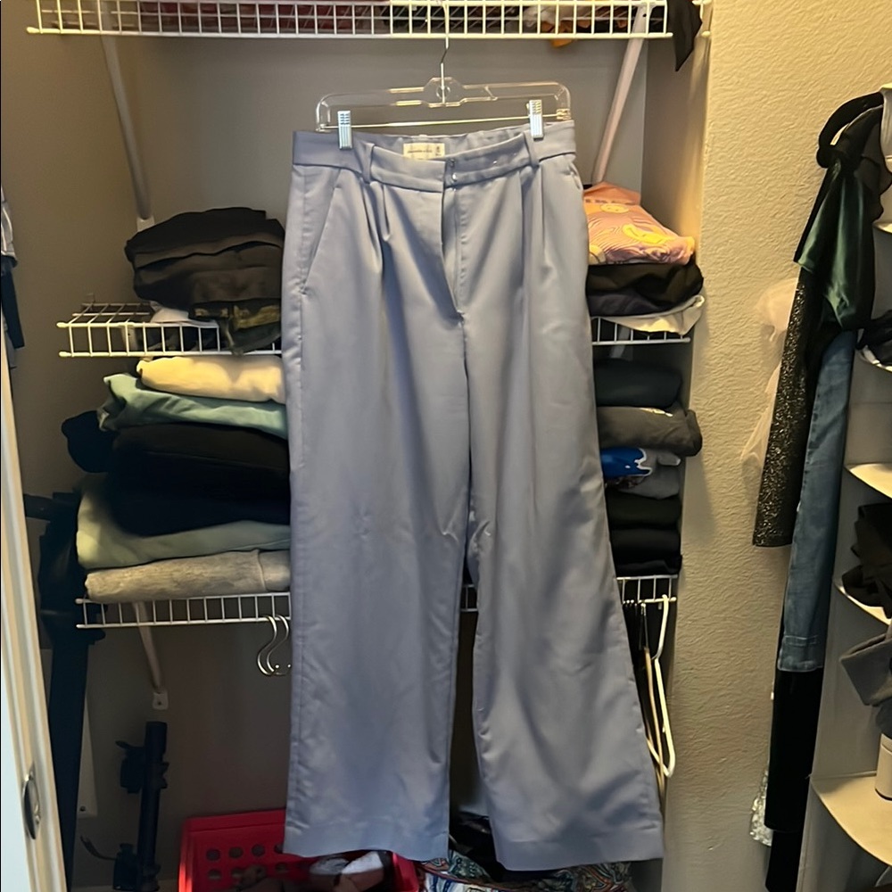 A&F Curve Love Light Blue Wide-Leg Trousers